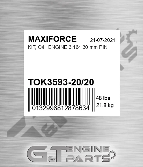 TOK3593-20/20 Kit, O/h Engine 3.164 30 Mm Pin for MAXIFORCE