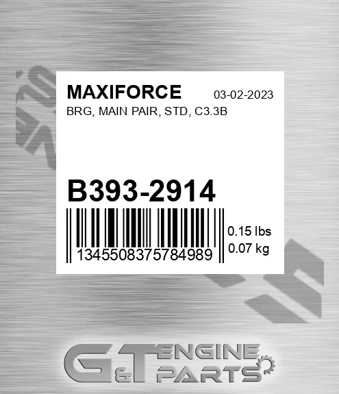 B393-2914 Brg, Main Pair, Std, C3.3b for MAXIFORCE