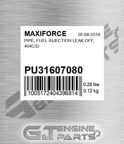 PU31607080 Pipe, Fuel Injection Leak Off, 404c/d for MAXIFORCE
