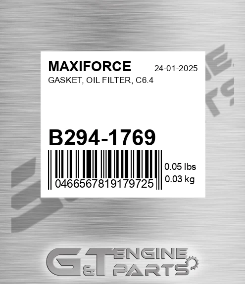 B294-1769 Gasket, Oil Filter, C6.4 for MAXIFORCE