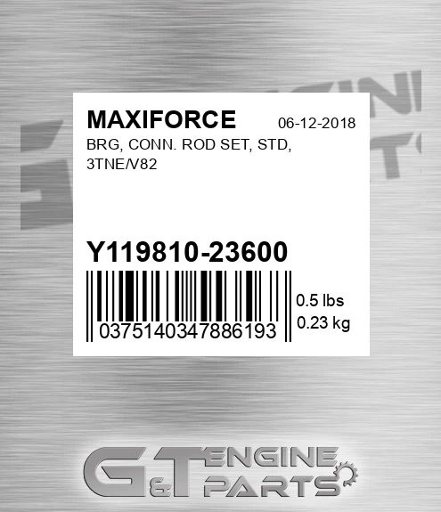 Y119810-23600 Brg, Conn. Rod Set, Std, 3tne/v82 for MAXIFORCE