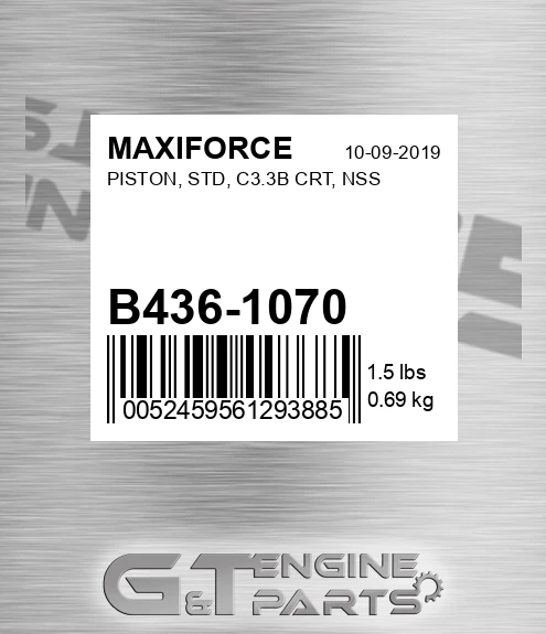 B436-1070 Piston, Std, C3.3b Crt, Nss for MAXIFORCE