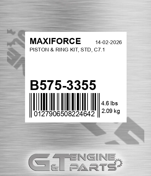 B575-3355 Piston & Ring Kit, Std, C7.1 for MAXIFORCE