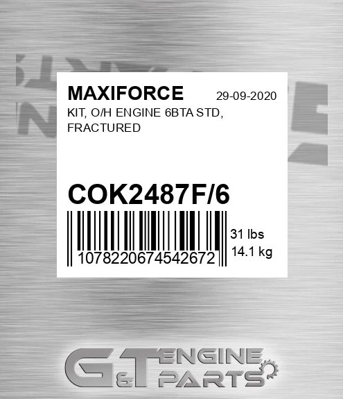COK2487F/6 Kit, O/h Engine 6bta Std, Fractured for MAXIFORCE