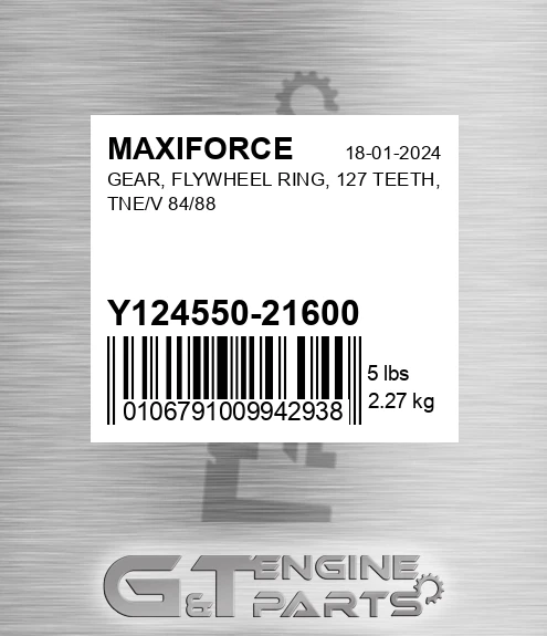 Y124550-21600 Flywheel Ring Gear, Tne/v 84/88, 127 Teeth for MAXIFORCE