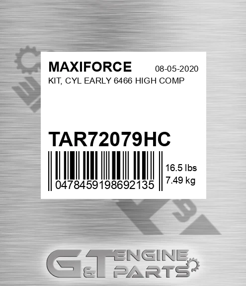 TAR72079HC Kit, Cyl Early 6466 High Comp for MAXIFORCE