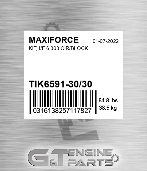 TIK6591-30/30 Kit, I/f 6.303 O'r/block for MAXIFORCE