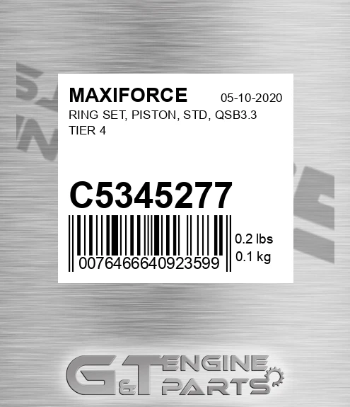 C5345277 Ring Set, Piston, Std, Qsb3.3 Tier 4 for MAXIFORCE