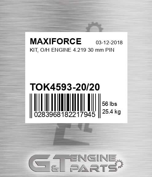 TOK4593-20/20 Kit, O/h Engine 4.219 30 Mm Pin for MAXIFORCE