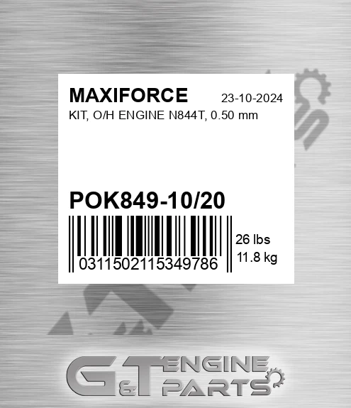 POK849-10/20 Kit, O/h Engine N844t, 0.50 Mm for MAXIFORCE