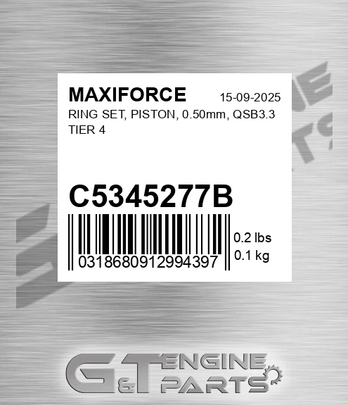 C5345277B Ring Set, Piston, 0.50mm, Qsb3.3 Tier 4 for MAXIFORCE