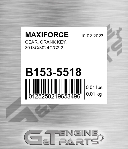 B153-5518 Gear, Crank Key, 3013c/3024c/c2.2 for MAXIFORCE