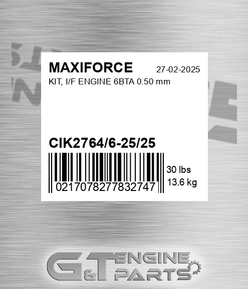 CIK2764/6-25/25 Kit, I/f Engine 6bta 0.50 Mm for MAXIFORCE