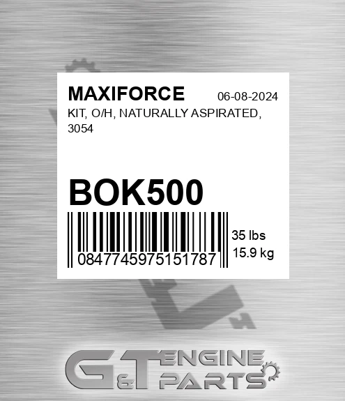 BOK500 Kit, O/h, Naturally Aspirated, 3054 for MAXIFORCE