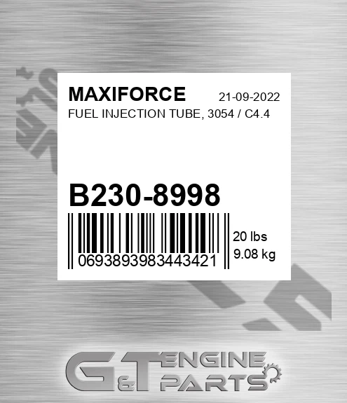 B230-8998 Fuel Injection Tube, 3054 / C4.4 for MAXIFORCE