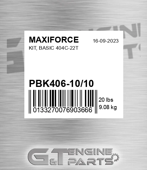 PBK406-10/10 Kit, Basic 404c-22t for MAXIFORCE