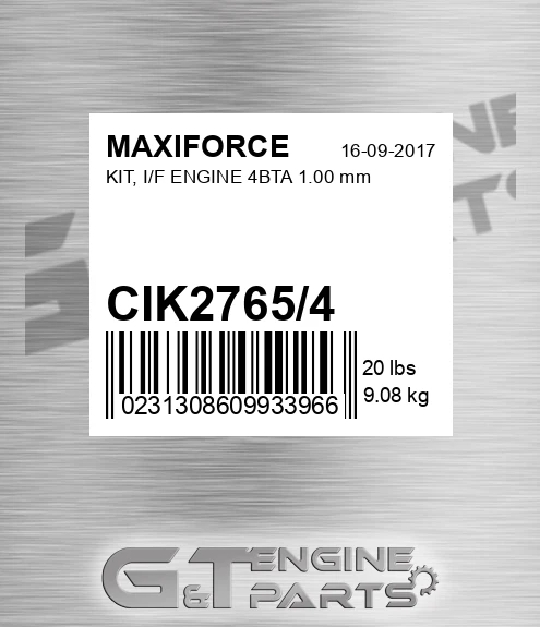 CIK2765/4 Kit, I/f Engine 4bta 1.00 Mm for MAXIFORCE