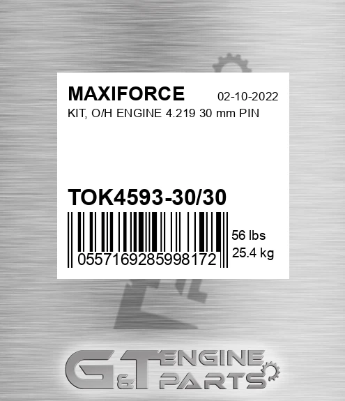 TOK4593-30/30 Kit, O/h Engine 4.219 30 Mm Pin for MAXIFORCE