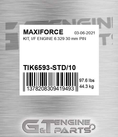 TIK6593-STD/10 Kit, I/f Engine 6.329 30 Mm Pin for MAXIFORCE
