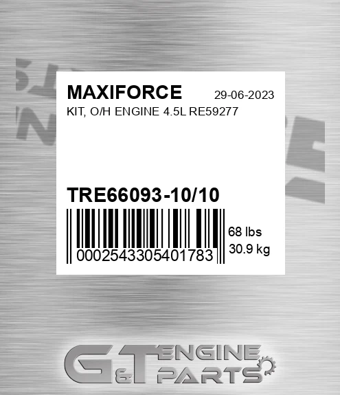TRE66093-10/10 Kit, O/h Engine 4.5l Re59277 for MAXIFORCE