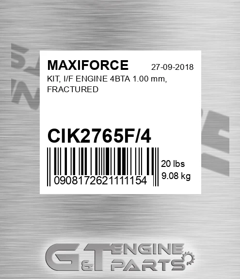 CIK2765F/4 Kit, I/f Engine 4bta 1.00 Mm, Fractured for MAXIFORCE