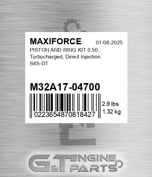 M32A17-04700 Piston And Ring Kit 0.50., Turbocharged, Direct Injection S4s-dt for MAXIFORCE