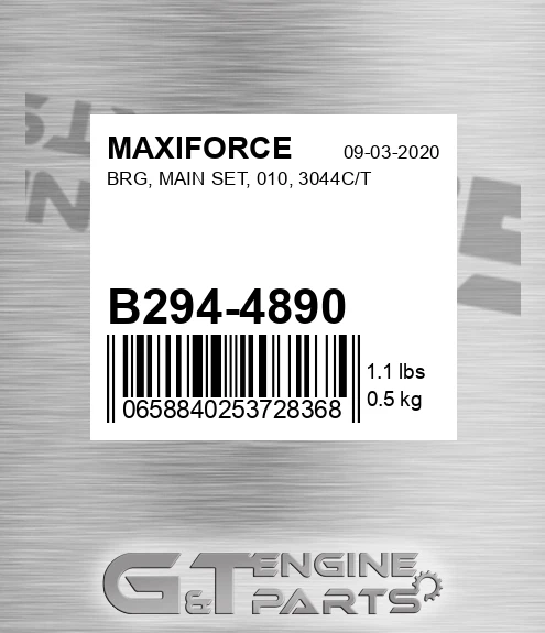 B294-4890 Brg, Main Set, 010, 3044c/t for MAXIFORCE