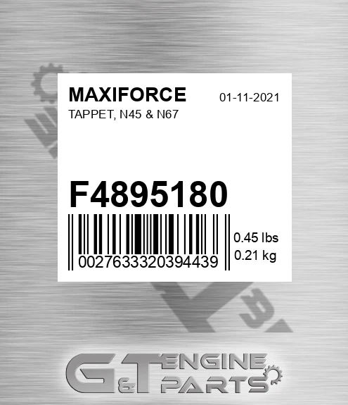 F4895180 Tappet, N45 & N67 for MAXIFORCE