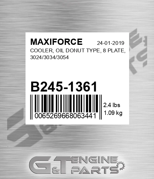 B245-1361 Oil Cooler, Donut, 8 Plate for MAXIFORCE