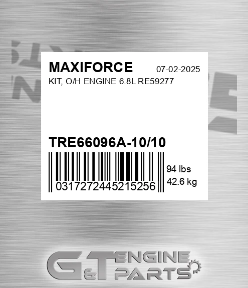 TRE66096A-10/10 Kit, O/h Engine 6.8l Re59277 for MAXIFORCE