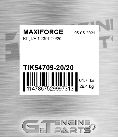 TIK54709-20/20 Kit, I/f 4.239t-20/20 for MAXIFORCE