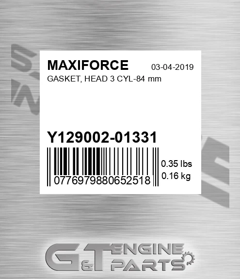 Y129002-01331 Gasket, Head 3 Cyl-84 Mm for MAXIFORCE