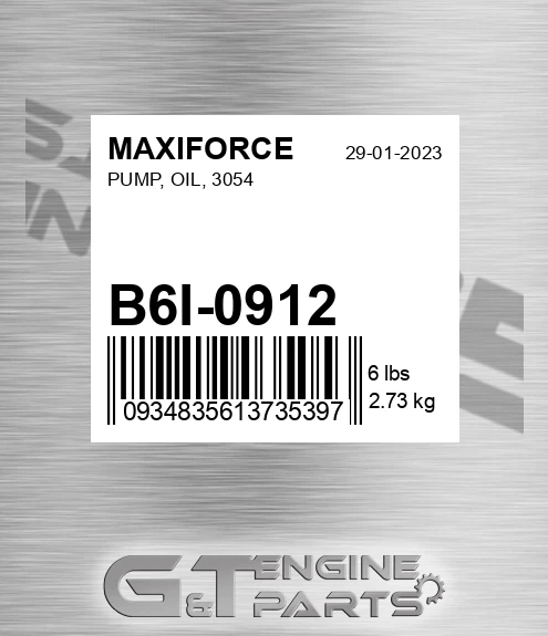 B6I-0912 Pump, Oil, 3054 for MAXIFORCE