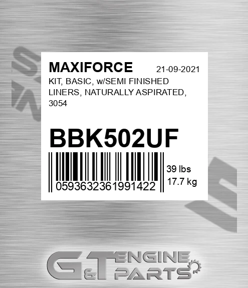 BBK502UF Kit, Basic, W/semi Finished Liners, Naturally Aspirated, 3054 for MAXIFORCE