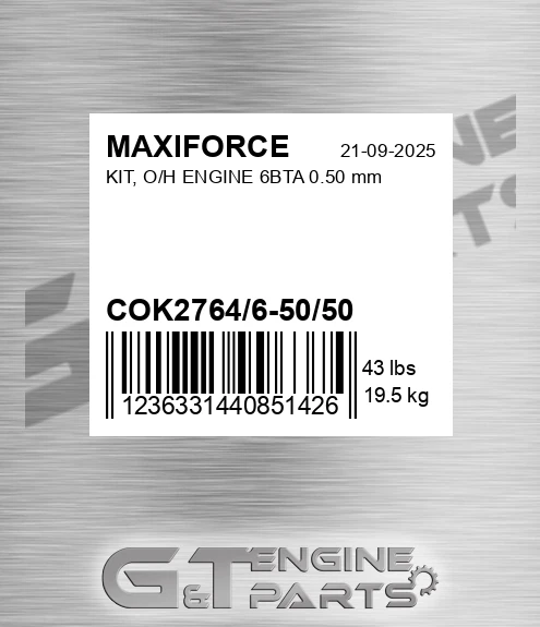COK2764/6-50/50 Kit, O/h Engine 6bta 0.50 Mm for MAXIFORCE
