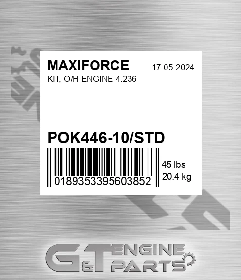 POK446-10/STD Kit, O/h Engine 4.236 for MAXIFORCE