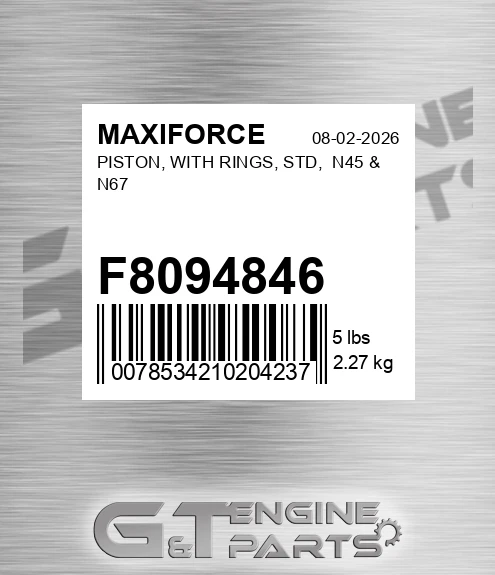 F8094846 Piston, With Rings, Std, N45 & N67 for MAXIFORCE
