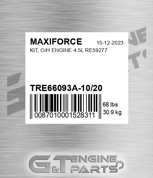 TRE66093A-10/20 Kit, O/h Engine 4.5l Re59277 for MAXIFORCE