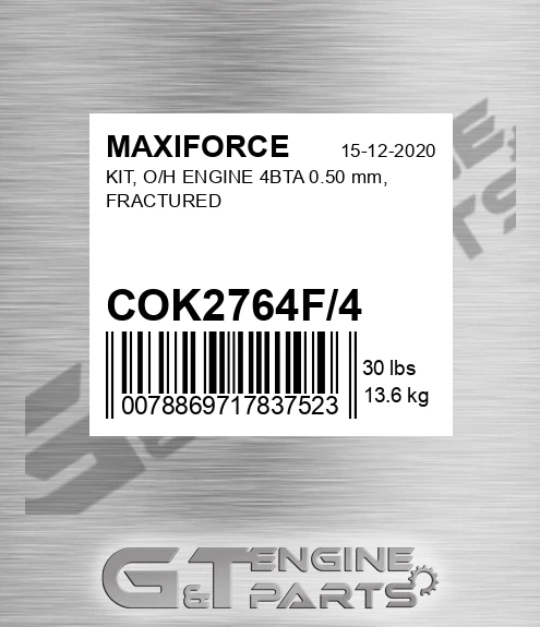 COK2764F/4 Kit, O/h Engine 4bta 0.50 Mm, Fractured for MAXIFORCE