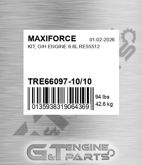 TRE66097-10/10 Kit, O/h Engine 6.8l Re55512 for MAXIFORCE