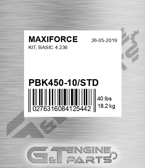 PBK450-10/STD Kit, Basic 4.236 for MAXIFORCE