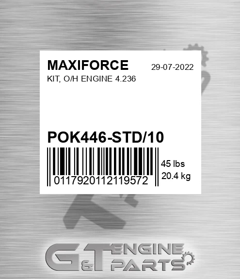 POK446-STD/10 Kit, O/h Engine 4.236 for MAXIFORCE