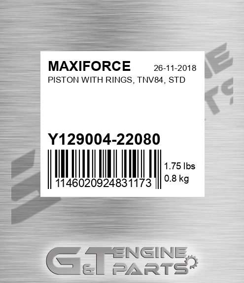 Y129004-22080 Piston With Rings, Tnv84, Std for MAXIFORCE