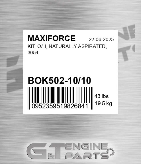 BOK502-10/10 Kit, O/h, Naturally Aspirated, 3054 for MAXIFORCE