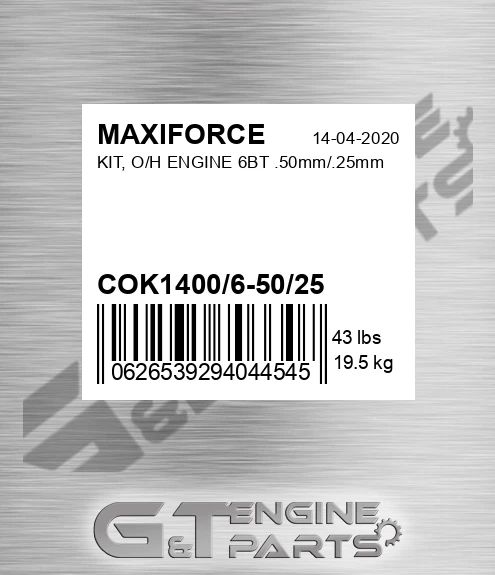 COK1400/6-50/25 Kit, O/h Engine 6bt .50mm/.25mm for MAXIFORCE
