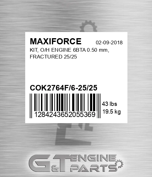 COK2764F/6-25/25 Kit, O/h Engine 6bta 0.50 Mm, Fractured 25/25 for MAXIFORCE