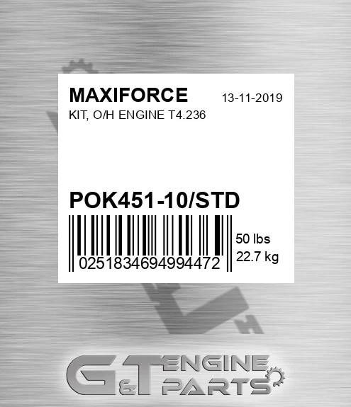 POK451-10/STD Kit, O/h Engine T4.236 for MAXIFORCE