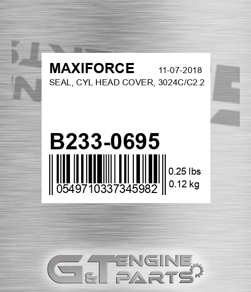 B233-0695 Seal, Cyl Head Cover, 3024c/c2.2 for MAXIFORCE