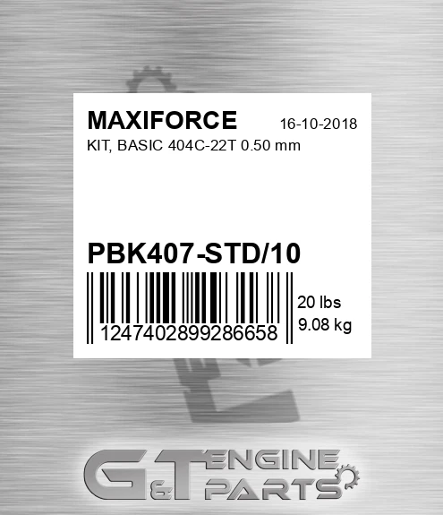 PBK407-STD/10 Kit, Basic 404c-22t 0.50 Mm for MAXIFORCE