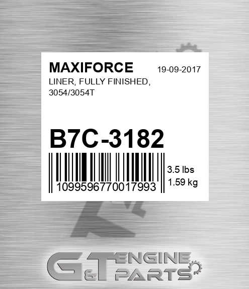 B7C-3182 Liner, Fully Finished, 3054/3054t for MAXIFORCE